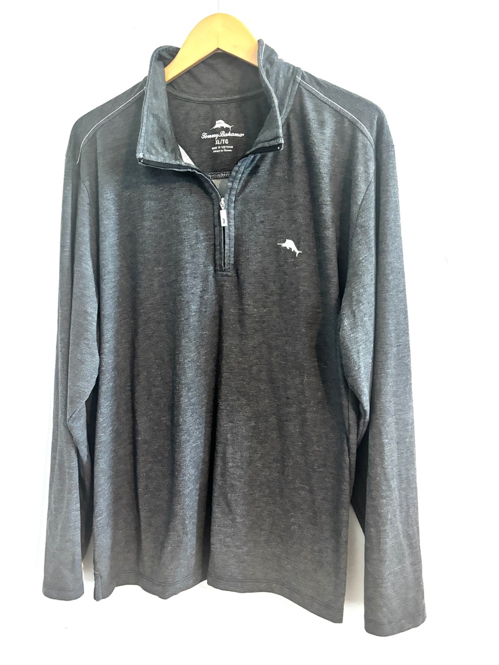 🐟Tommy Bahama Size XL Men's Charcoal Gray Pullover Zip-Up Sweater